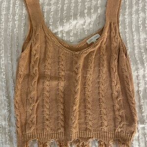 Gilded Intent Cable Knit Tank Top in Tan